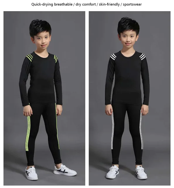 Voetbalshirt Lange Mouwen Kinderen LCIGIA Kinder Thermo-ondergoed Set – 2-Delig, Sneldrogend Sportondergoed Voor Skiën En Voetbal Kinder Thermisch Ondergoed Set