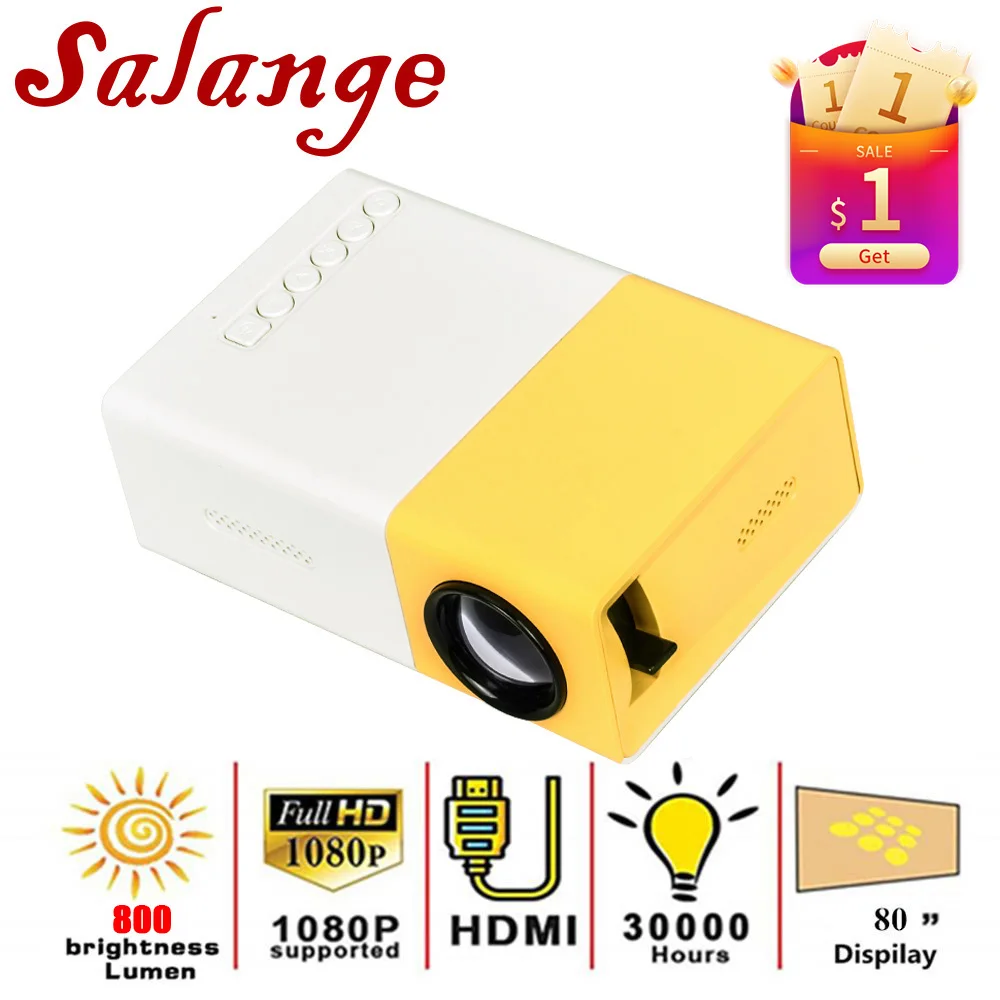 Mini Projector Media-Player Salange Yg300 Led-800-Lumens Home HDMI USB Audio-320x240-Pixels