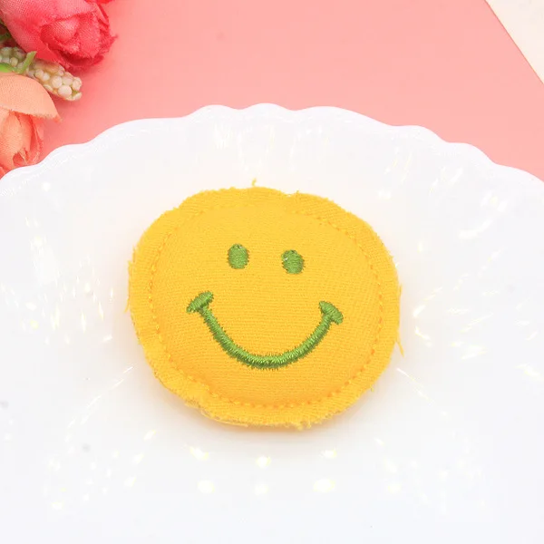 10 Teile/los Plüsch Cartoon Lächeln Gesicht Padded Patches Appliques Für Baby Socke Nähen Zubehör DIY Haar Clip Dekoration – Detail 1