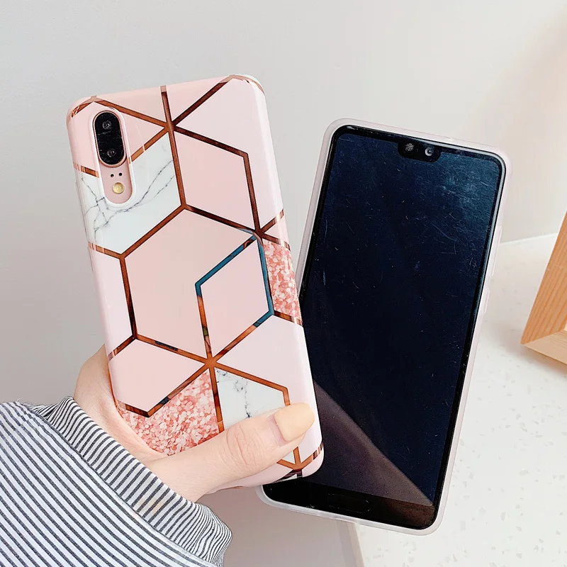 USLION геометрический мраморный текстурный чехол для телефона huawei P30 Pro mate 20 20 Lite P20 Lite Nova 5 5P силиконовый чехол задняя крышка Coque