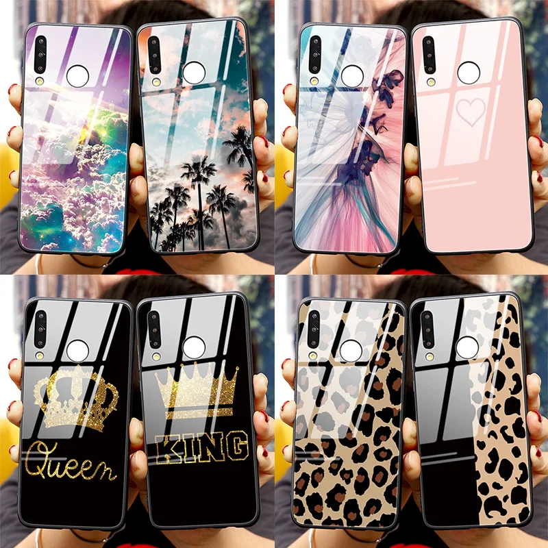 Чехол из закаленного стекла с мультяшным принтом для Huawei P40 Mate 30 20 10 20X Lite Pro P30 P20 Y6 Y9