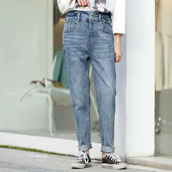 

Spring Korean version of 200 fat MM slim simple jeans stretch feet pants plus fertilizer XL women's 7704