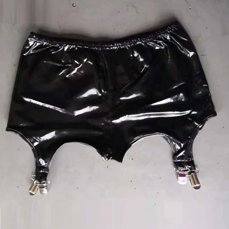 HOt Sexy Faux Leather Leggings Clip Garter Belt Women Garters Pants Sexy Lingerie Exotic Apparel Club Wear FX18