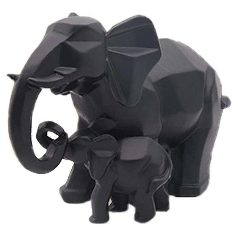Modern Geometric Elephant Resin Home Decoration Accessories Crafts for Sculpture Statue Ornaments Mother and Child | Дом и сад