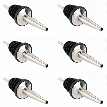 

6Pcs Stainless Steel Spirit Wine Bottle Pourer Stopper Free Flow Liquor Cocktail