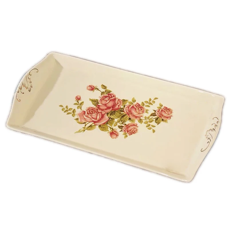 Yolife Pocelain Serving Plate Desktop Combination Storage Tray with Golden Rim Party Tray Cake Fruit Stand for Home Decoration 4