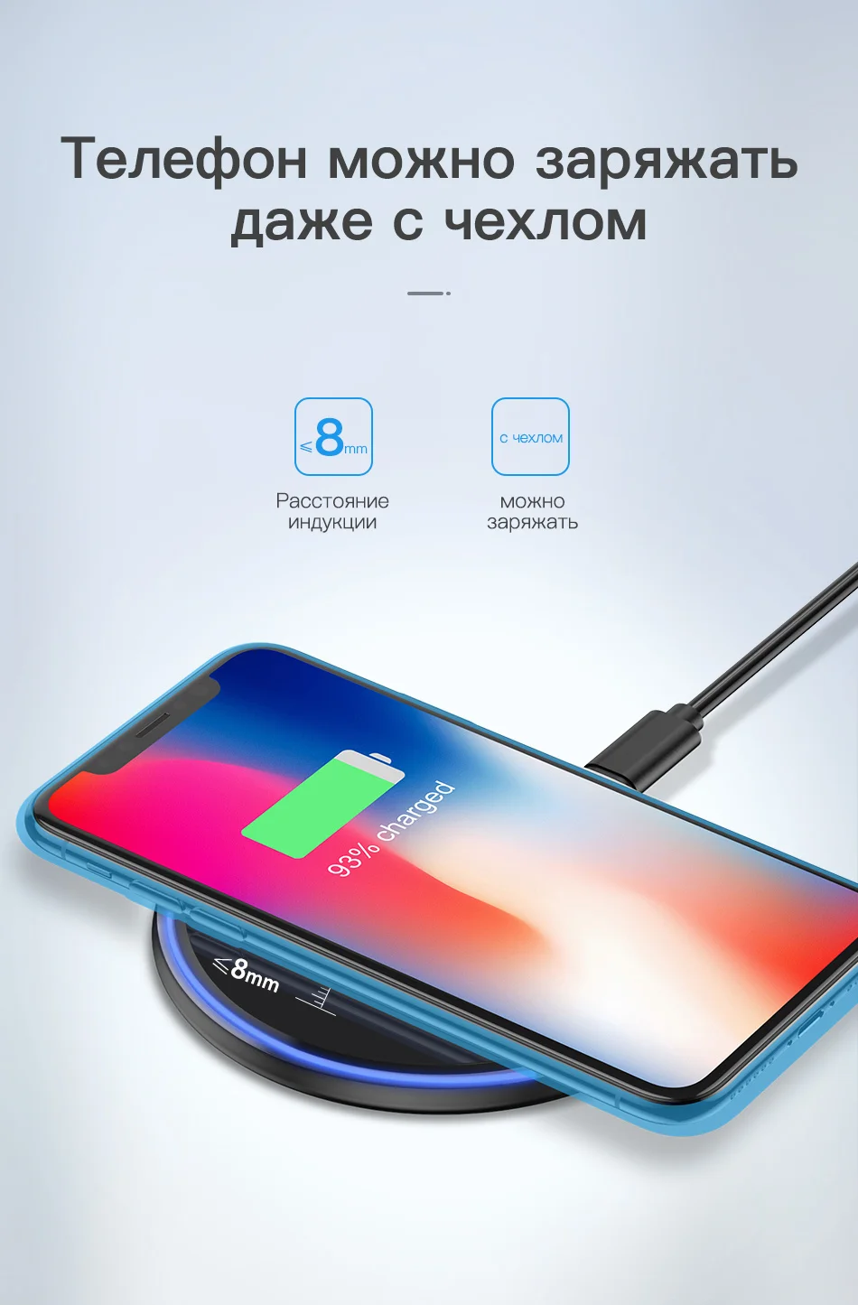 KUULAA 10 W Qi Беспроводное зарядное устройство для iPhone X/XS Max XR 8 зеркальное Беспроводное зарядное устройство для samsung S9 S10+ Note 9 8