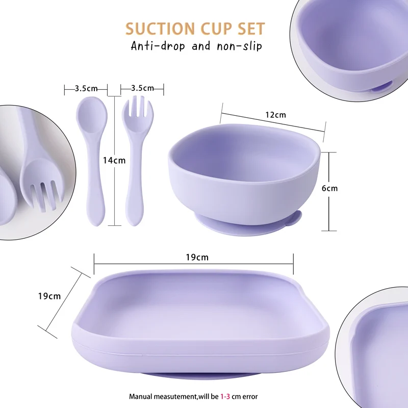 2022 New Children's Tableware Food Supplement Bowl BPA Free Waterproof Tableware Square Plate With Leakproof Spoon Fork 4