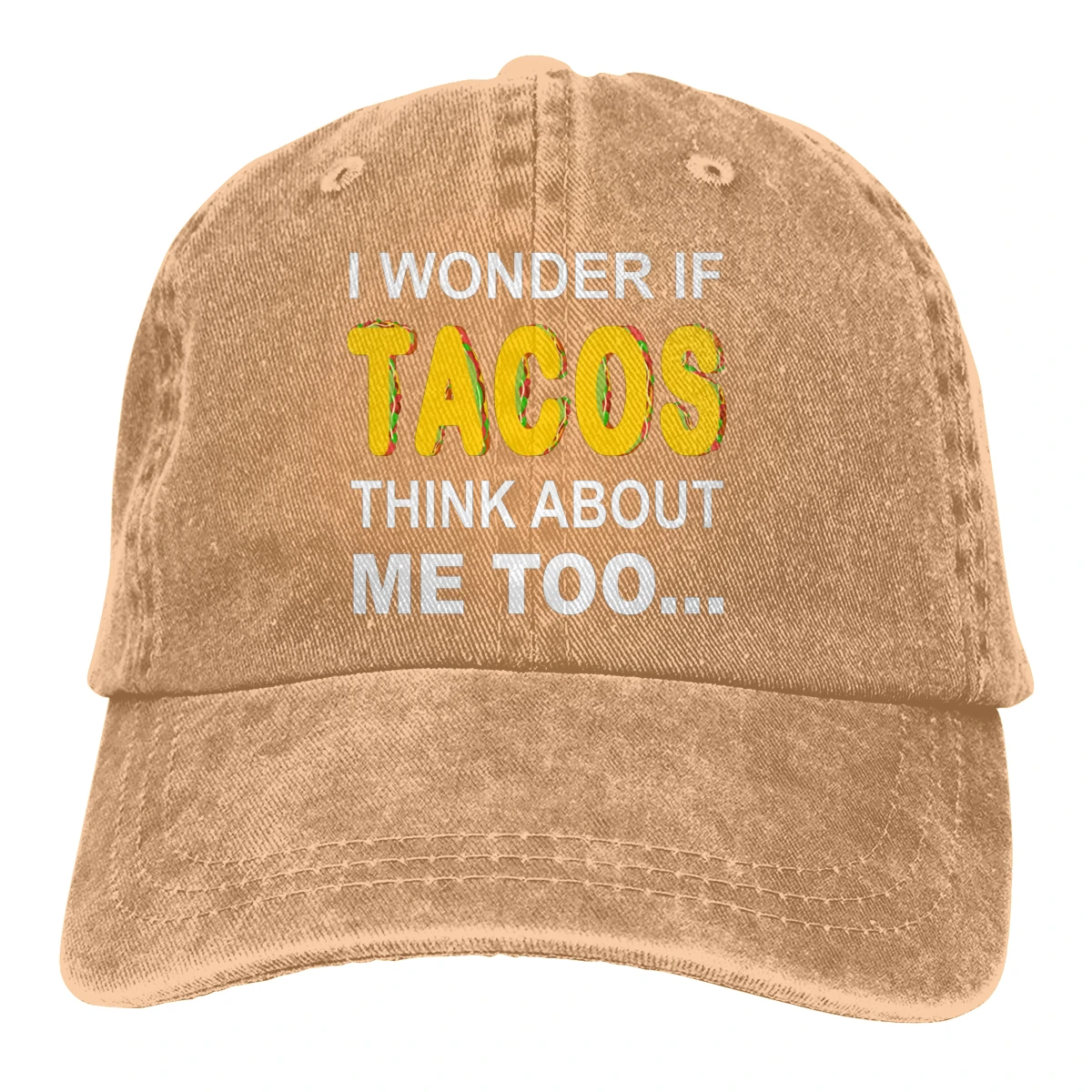 Интересно, если Tacos Think About Me Too Casquette, Черная мужская и женская джинсовая бейсболка с ремешком сзади, Регулируемая Кепка для гольфа и папы - Цвет: Хаки