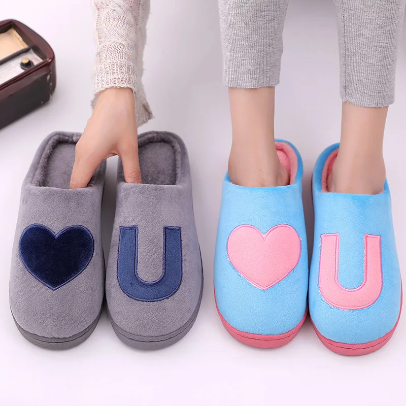 

Men's and Women Cotton Slippers Non-slip Home Winter Slippers Add Wool Warm Bath Cotton Shoes Plus-size Lightweight Women Sandal