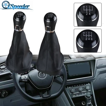 

ESPEEDER Car Gearstick Gaiter Boot 5/6 Speed Gear Shift Knob For VW Touran 2003-2010 Caddy MK2 2004 2005 2006 2007 2008 2009