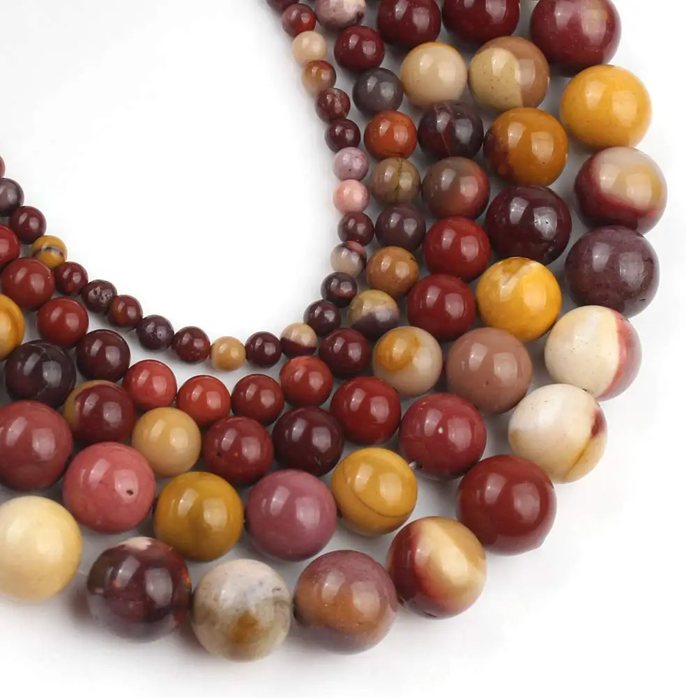 mookaite_Love Beads 天然石圆珠珠宝制作 38.10 厘米 4-6-8-10-12-14mm 半宝石珠 灰_3