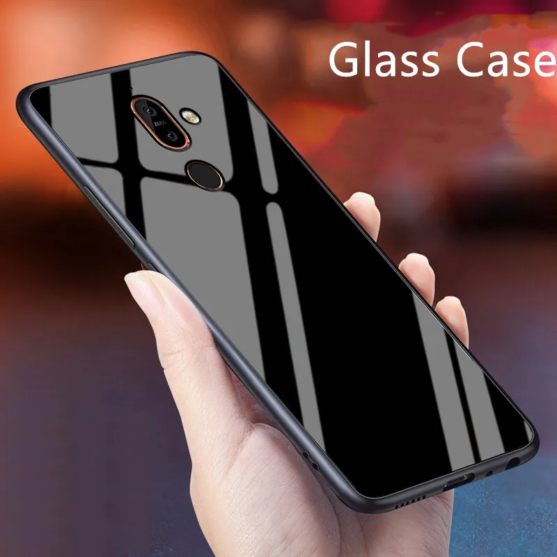 Стеклянный чехол для Nokia 7 Plus/X7, силиконовая рамка из ТПУ+ черная стеклянная крышка, аксессуар для Nokia 7,1 Plus, чехол для Nokia 8,1, Fundas