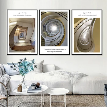 

Spiral Stairs Posters and Prints Quotes Wall Pictures for Living Room Nordic Poster Stairway Home Decor Wall Art Canvas Painting