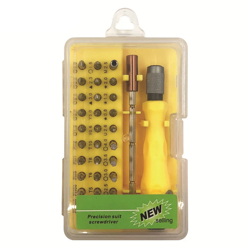 32 In 1 Yellow 32 In 1 Screwdriver Set High Precision Mini Magnetic Screwdriver Bits Kit Phone Mobile IPad Camera Maintenance Tools Torx Repair - Цвет: 32 In 1 Yellow