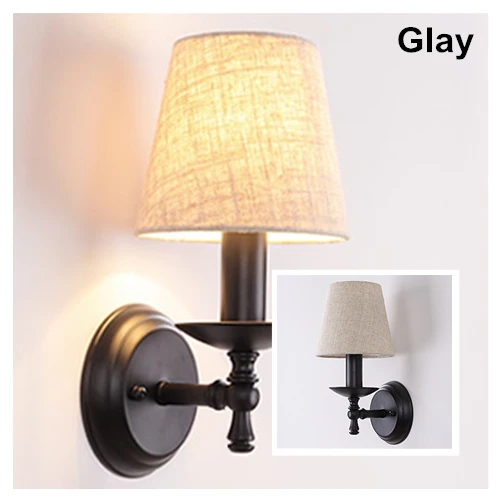 Настенный светильник винтажный настенный светильник s Ретро E14 Светодиодный светильник прикроватная лампа Wandlamp для гостиной спальни светильник Лофт для дома лампа для украшения - Цвет абажура: Glay
