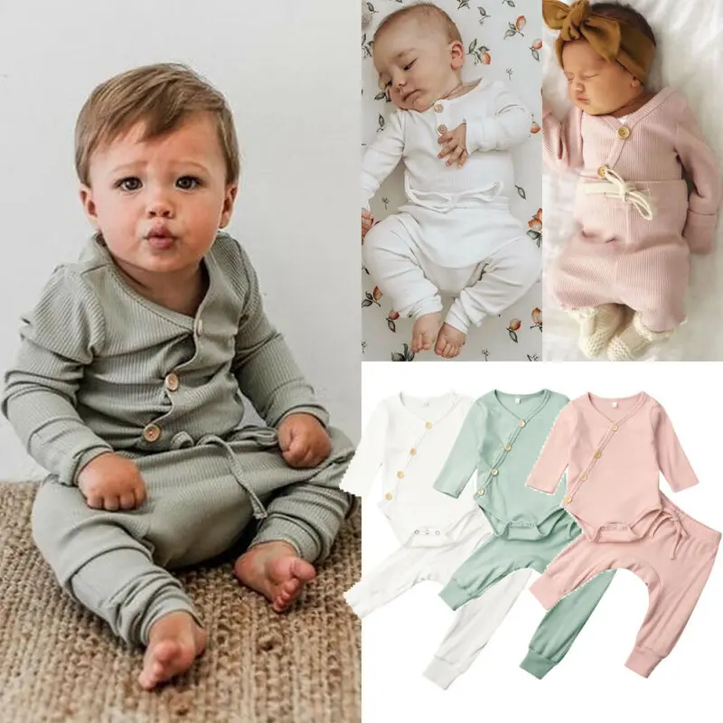 Пижамный комплект для новорожденных мальчиков и девочек от 0 до 18 месяцев, топ с длинными рукавами и штаны, костюм, элегантный Милый пижамный комплект, одежда для сна