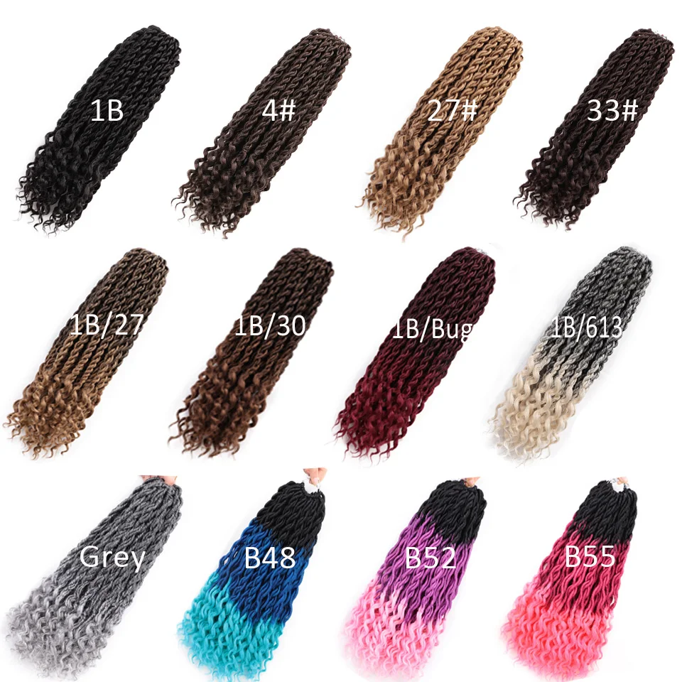 Весеннее солнце богемные Faux locs Curly вязание крючком косички волосы оптом вязание крючком Наращивание волос Синтетические волосы