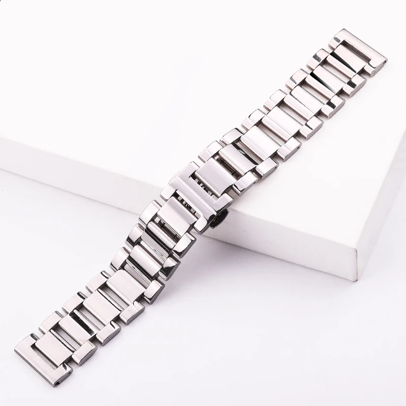 316L Stainless Steel Watch band Bracelet 18mm 20mm 22mm Women Women Fashion Silver Polished Watchband Strap Watch Accessories