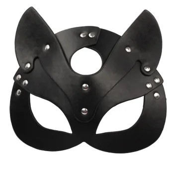 Porn Fetish Head Mask Whip BDSM Bondage Restraints PU Leather Cat Halloween Mask Roleplay Sex Toy For Men Women Cosplay Games 2