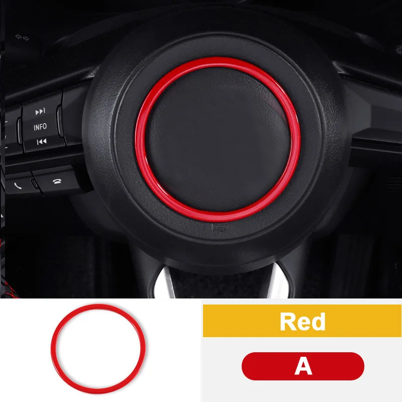 A ABS Red Накладка на руль автомобиля круг блестки крышка наклейка для Mazda 2 3 6 Demio CX3 CX-3 CX-5 CX5 CX7 CX9 Axela ATENZA - Название цвета: A ABS Red