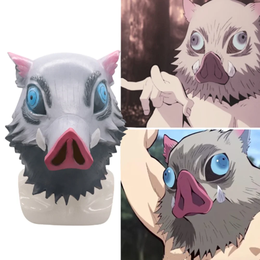 Anime Toys Demon Slayer Figures Hashibira Inosuke Pig Head Mask Latex Action Figure Halloween Cosplay Funny Kimetsu no Yaiba Toy