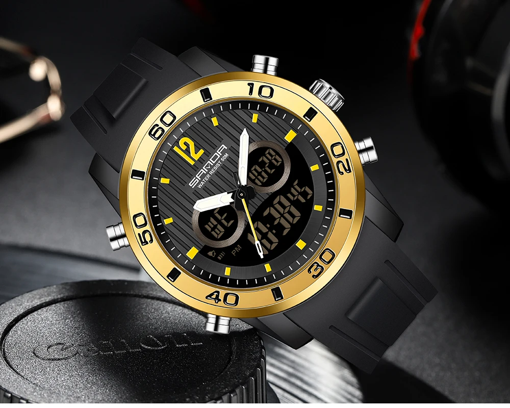 SANDA 2022 Fashion Men Watches Top Brand Luxury Male Quartz Watch 50M Waterproof Sport Digital Wristwatch Relogio Masculino 3106