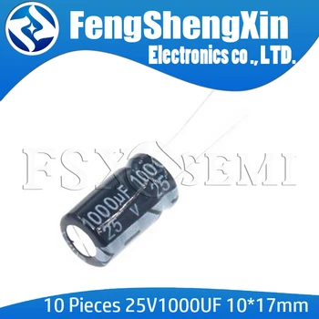 

10pcs/lot New Higt quality 25V1000UF 10*17mm 1000UF 25V 17*10 Electrolytic capacitor 10x17mm