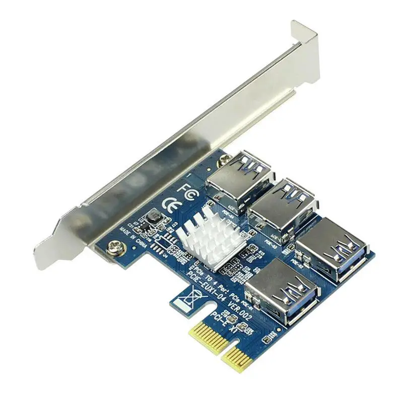 Flash Sale Tarjeta elevadora PCIe 1 a 4 pci-express 16X, adaptador PCI-E 1X a externo 4 PCI-e USB 3,0, tarjeta multiplicadora para minero de Bitcoin gBQLx3JwJdn