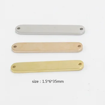 

100% Stainless Steel Blank Bar Pendant For Engrave 2 Hole Connector For Bracelet Mirror Polished Wholesale 20pcs