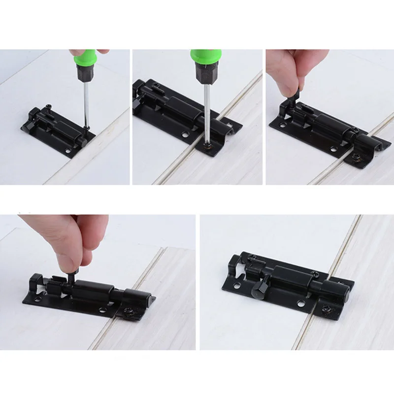 Door Latch 1.5/2/3/4 Inch Long Silver Stainless Steel Door Latch Solid Sliding Lock Bolt Latch Hasp Staple Gate Safety Lock Door Bolts