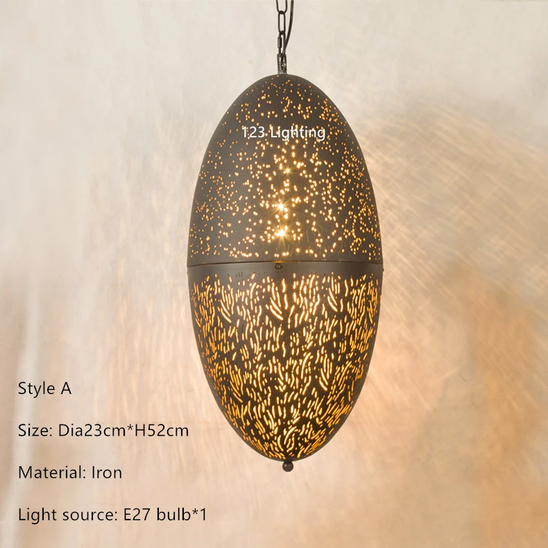 Винтажный Арабский стиль светодиодный подвесной светильник из черного металла для ресторана, коридора, подвесной светильник для спальни, фойе, подвесной светильник для дома - Цвет корпуса: A