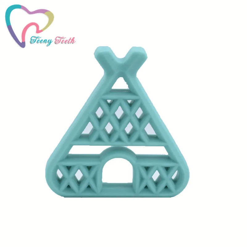 Turquoise Силиконовые Прорезыватели для зубов Teeny из 2 предметов, Прорезыватель для зубов, детская пустышка, типи, подвеска «сделай сам», детские ювелирные изделия для кормления, треугольный Прорезыватель - Окраска металла: Turquoise
