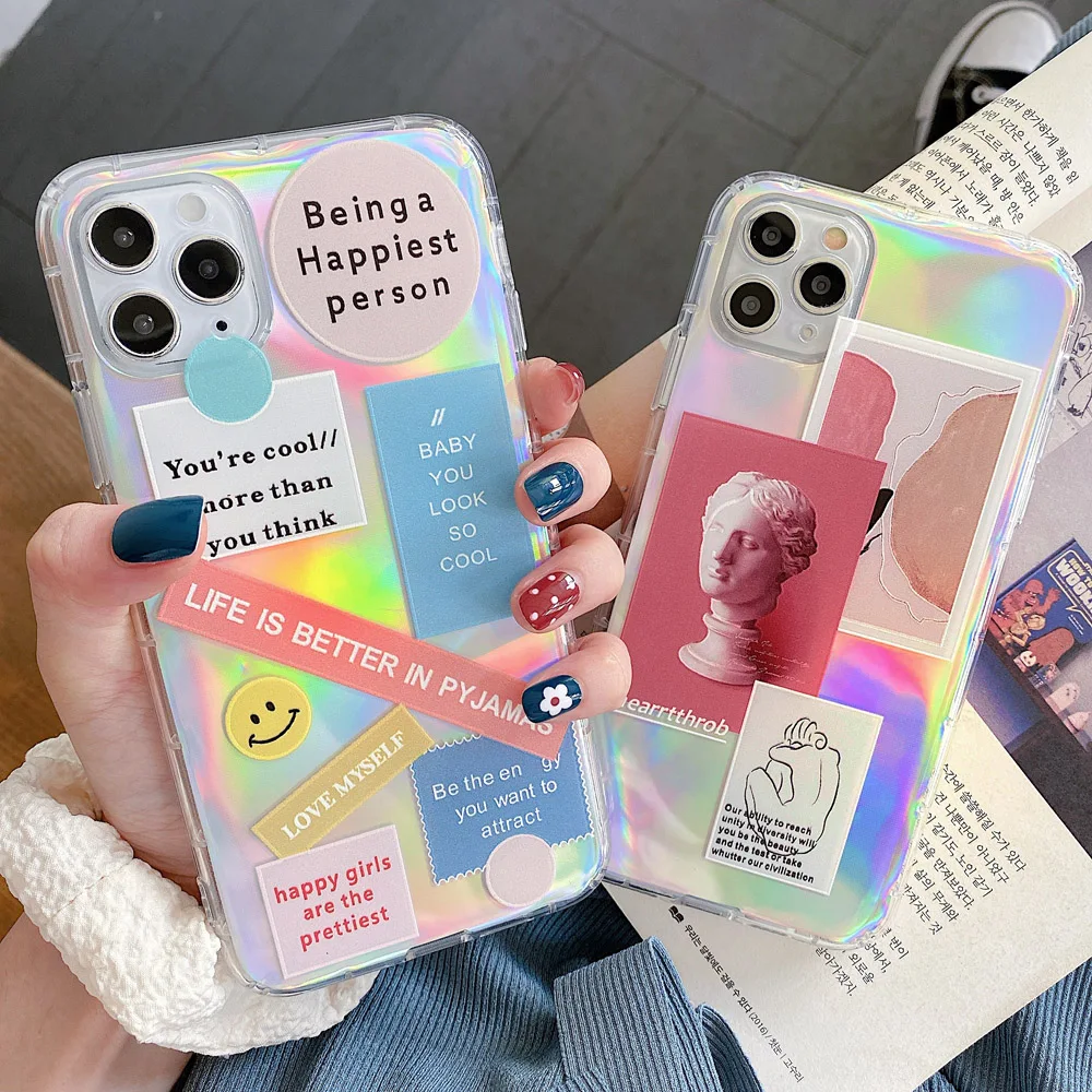 Phone Case For iPhone 11 12 13Pro Max X XR XSMax 7 8 Plus SE2 Rainbow