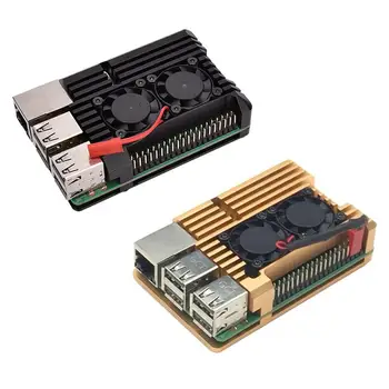 

Black Aluminium Alloy case Shell for Raspberry Pi 3 Model B/B+/2B Model B /B+ Case box with Dual Cooling Fan Heat sink Radiator