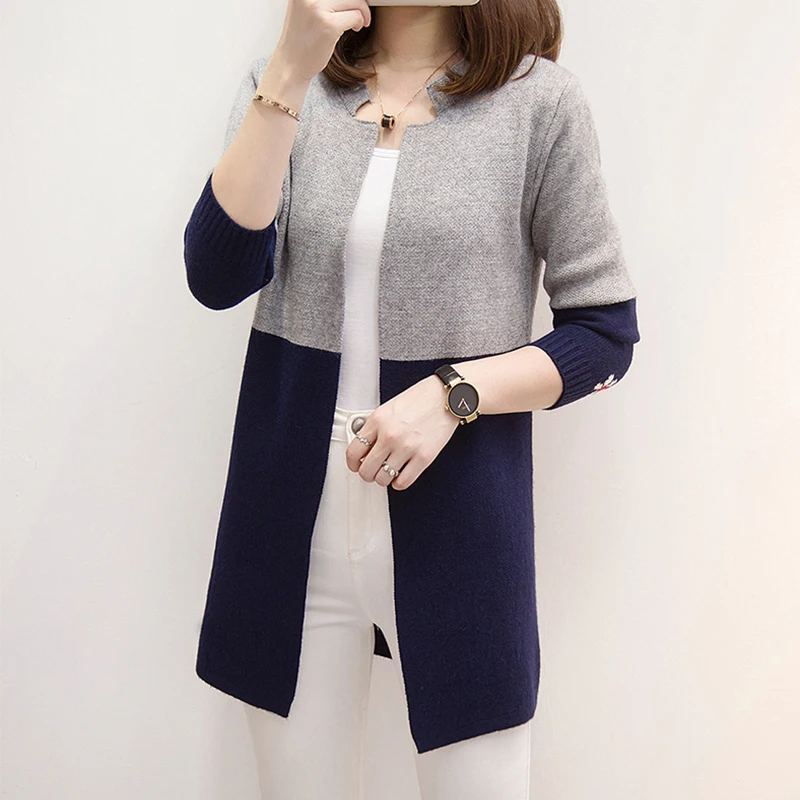 Серый длинный кардиган женские свитера женский свободный вязаный свитер с