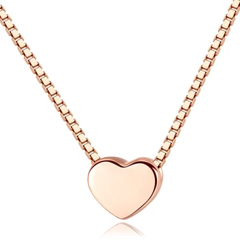 

MetJakt S925 Sterling Silver Minimalist Lovely Rose Gold Plated Pendant Box Chain Women's Necklace