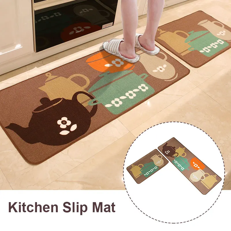 Non-Slip Кухня коврик двери полиэстер 2 шт./компл. 40X60+ 40X120 см Ковер Коврик Мультфильм стулья отель украшение дома