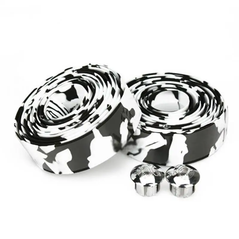 Road Bike Bicycle Handlebar Tape Camouflage Cycling Handle Belt Cork Wrap With Bar Plugs 5 Colors