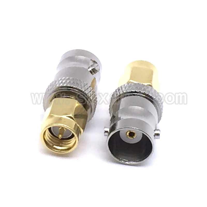 JX connector 2pcs RF adapter BNC-SMA BNC Male Jack Nickel Plating To SMA Female Plug Gold Plating Jack RF Connector Straight