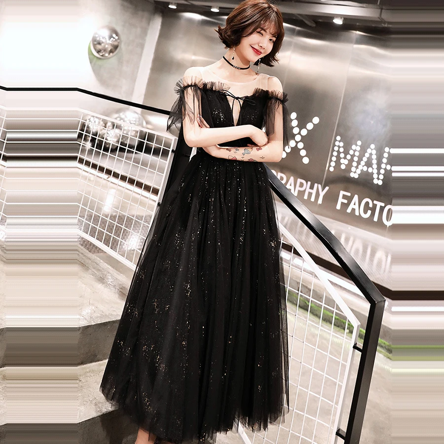 Вечернее платье, с вырезом лодочкой, вечерние платья Ruffels, короткий рукав, Robe De Soiree, с открытыми плечами, вечерние платья E361
