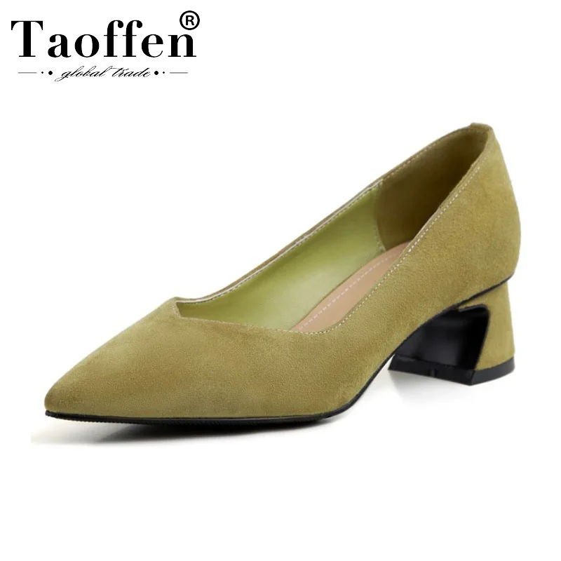 Taoffen/женские офисные туфли-лодочки из натуральной кожи Простые Вечерние туфли с