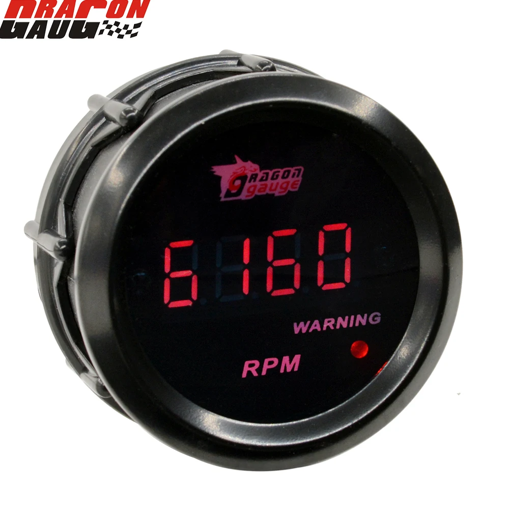 Тахометр Dragon 52 мм Автомобильный цифровой красный светодиодный на бензине для 4/6/8