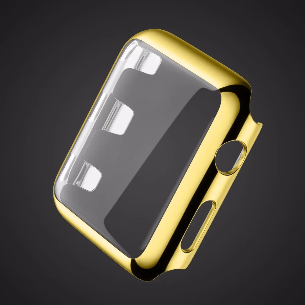 Защитная крышка экрана для Apple Watch Case гальваническое покрытие пластиковый жесткий компьютер 38 мм/мм 42 мм для Apple Watch Series 3 и Series 2