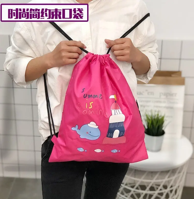 

2019 New Style Fashion Drawstring Drawstring Bag Waterproof Oxford Cloth Backpack Football Newspaper lan qiu bao Storage Bag