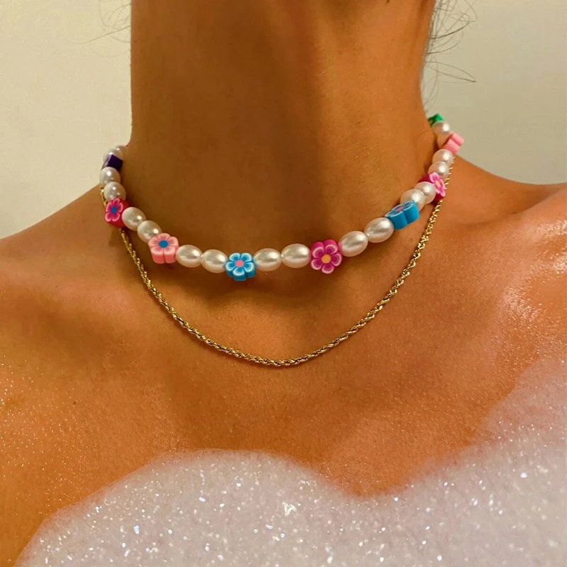Candy Colorful Bead Necklace 2021 New Trend Pearl Chain