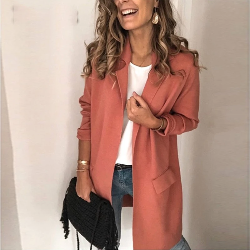 Goedkoop Herfst Lange Mouw Patch Pocket Jas Vrouwen 3XL Casual Turn Down Kraag Jas Overjas Plus Size Tops Uitloper Windbreake vrouwelijke