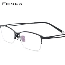 FONEX очки из чистого титана, мужские Новые квадратные оправы для очков, женские полуоправы, полуоправы, оптические очки по рецепту 8504