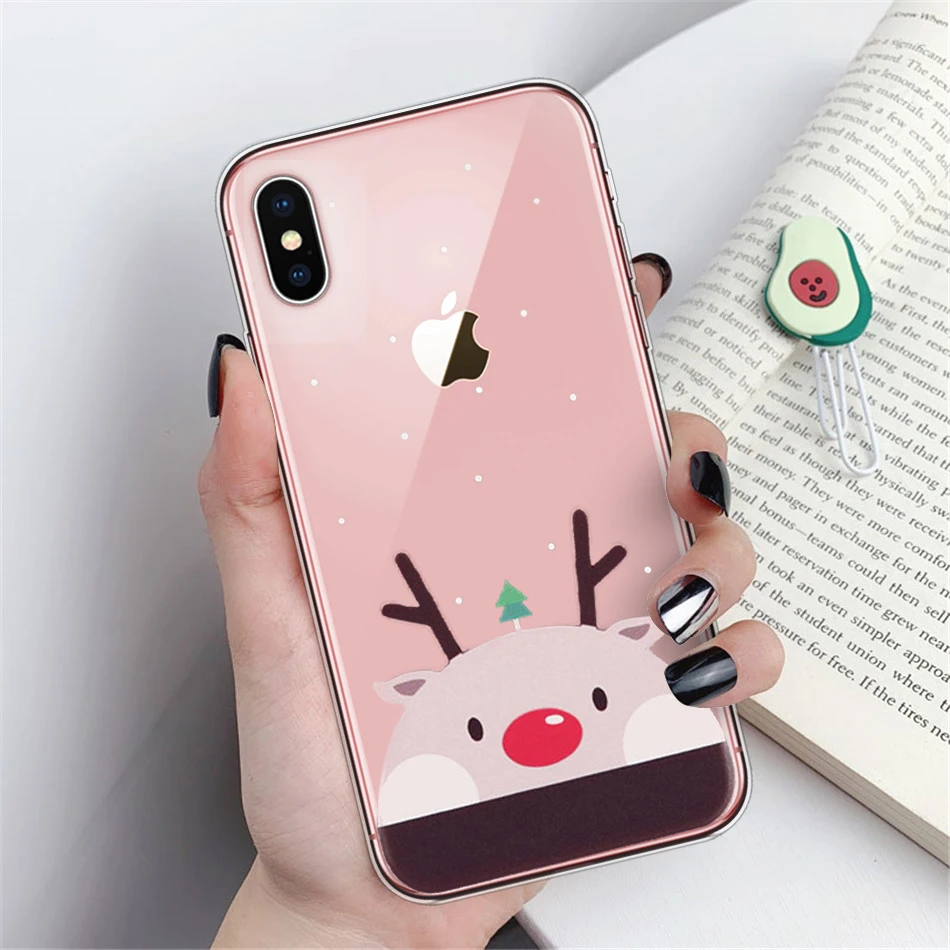 Веселый Чехол для телефона с рождественским рисунком для iPhone 11 X XR XS Max 8 7 6 6s Plus мультфильм Санта Клаус Лось Мягкий ТПУ силиконовый чехол для пары