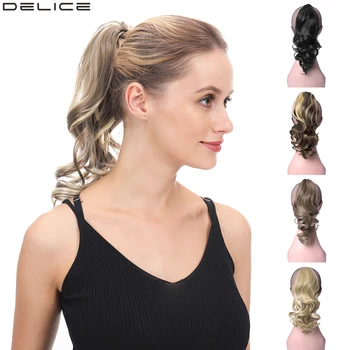 DELICE Short Curly Claw Ponytails Ombre Hair Extensions Synthetic Clip-in Little Pony Tail Hairpieces 1